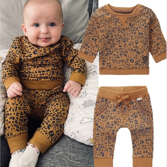 NEw 9-12M Noppies Baby Cheetah Set - Picture 1 of 3